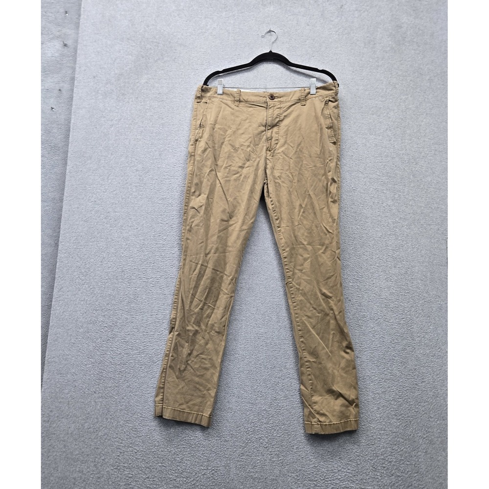 Hollister Men Pants 34X32 Khaki Chino Twill Straight Mid Rise 28" Inseam Logo